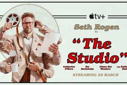 Promotional poster for Apple TV+ series The Studio starring Seth Rogen