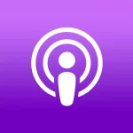 Apple Podcasts logo on a purple background.