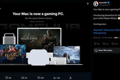 GameHub ad claiming Macs can run Windows Steam games natively.