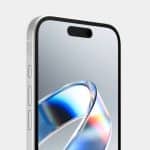 Close-up of a silver iPhone 17e showing the front display and Dynamic Island.