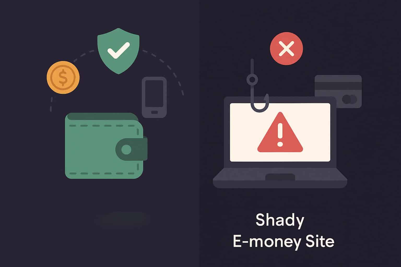 Comparison of Refilled platform features versus untrustworthy e-money websites for secure payments