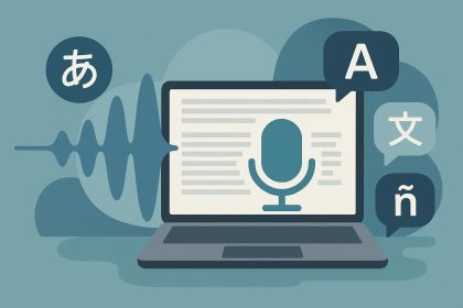 Japanese AI software transcribing multilingual speech to text, enabling easier content creation