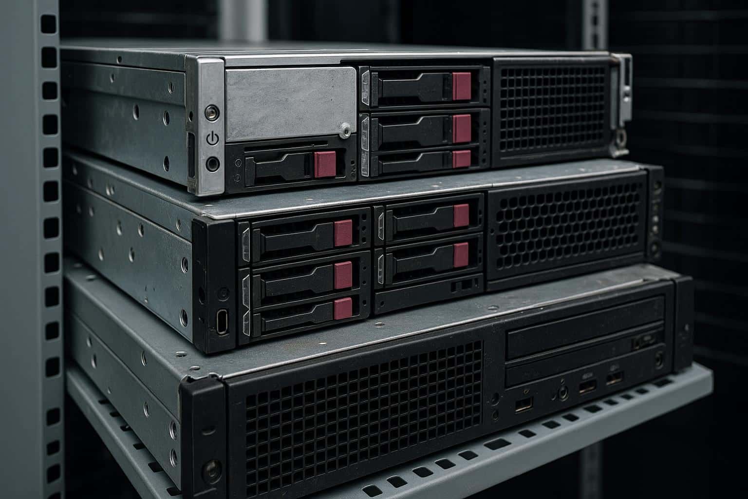 Used servers in a data center prepared for resale, highlighting offloading considerations