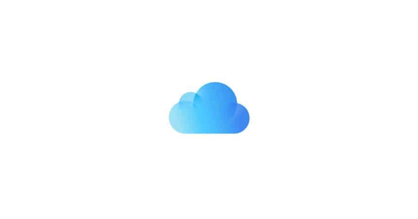 iCloud blue cloud logo on white background.