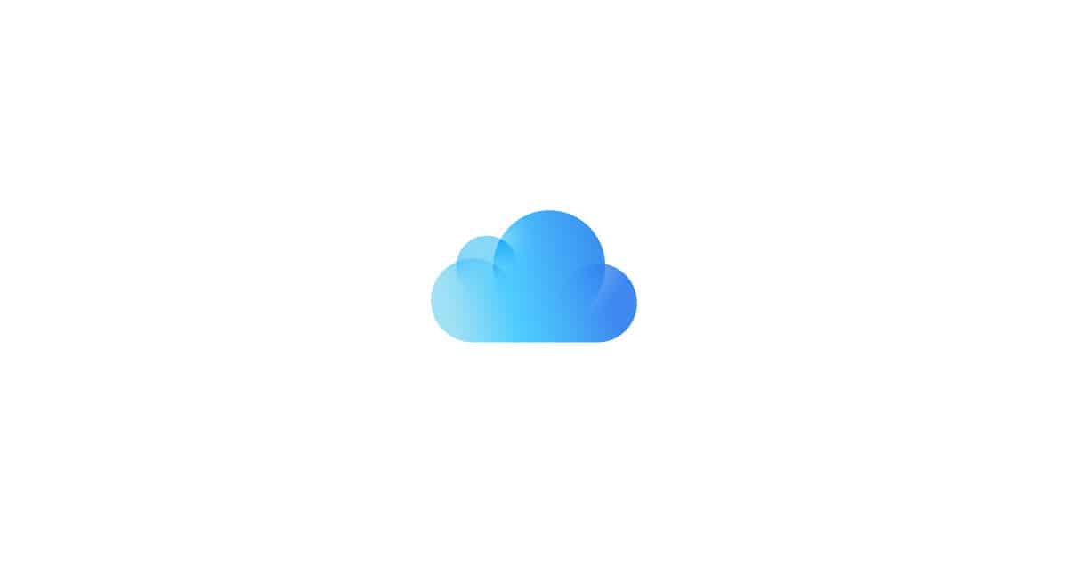 iCloud blue cloud logo on white background.