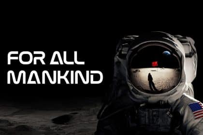 For All Mankind poster with astronaut on the Moon.