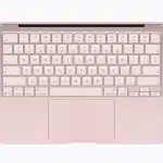 Top view of MacBook Neo with keyboard and large trackpad.