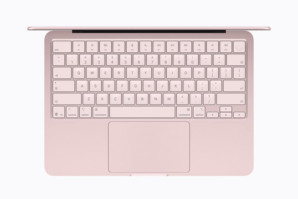 Top view of MacBook Neo with keyboard and large trackpad.
