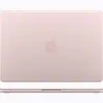 Pink MacBook Neo closed, showing the Apple logo on the lid.