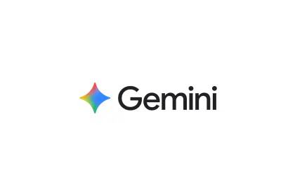 Google Gemini logo with colourful star icon and text.