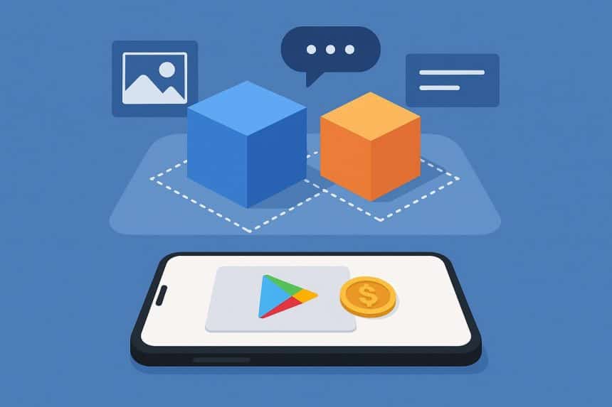 Mobile AR collaboration apps interface with Google Play Credits integration for creators and teams