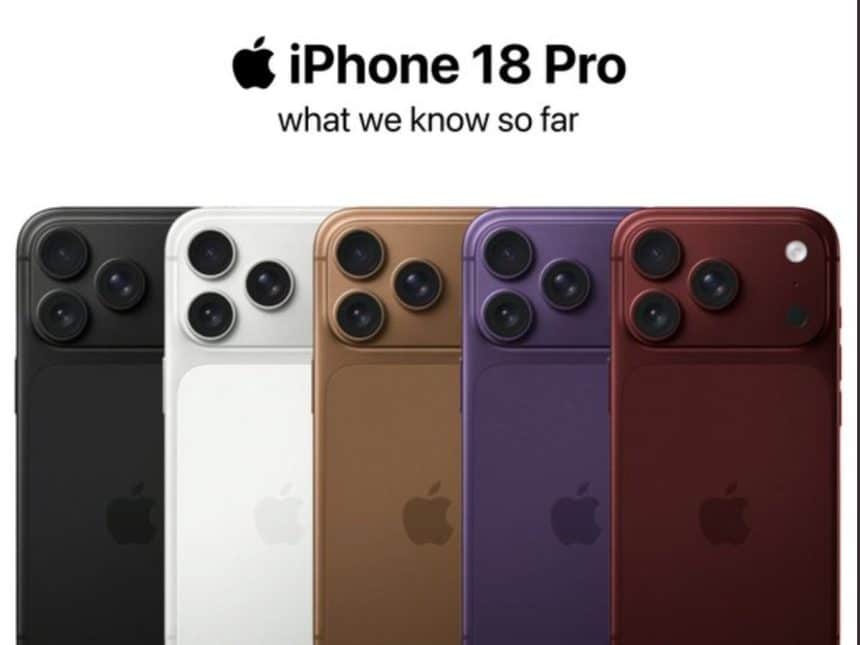 iPhone 18 Pro lineup in multiple colours with camera upgrades