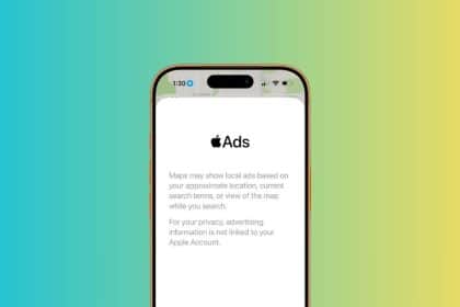 iPhone screen showing Apple Maps ads notification.