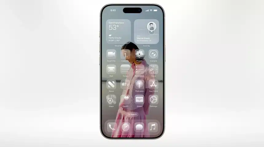 iOS 26.5 logo on a green abstract background.