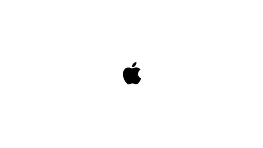 Black Apple logo on a light gray background.