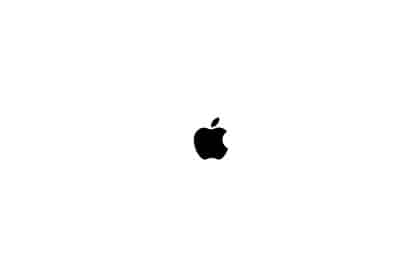 Black Apple logo centered on a white background.