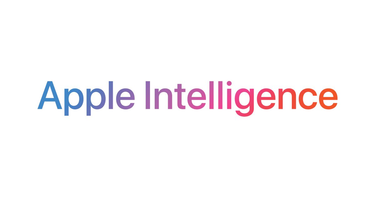 Apple Intelligence logo in colourful gradient text.