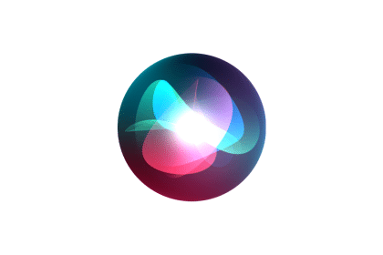 Colourful Siri icon with glowing abstract shapes on a circular background.