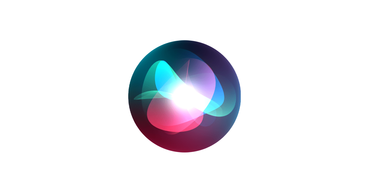 Colourful Siri icon with glowing abstract shapes on a circular background.