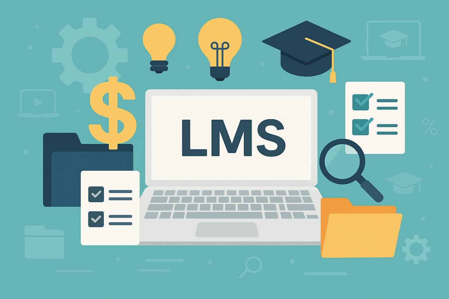 Laptop displaying LMS dashboards and course modules, representing free learning management systems.