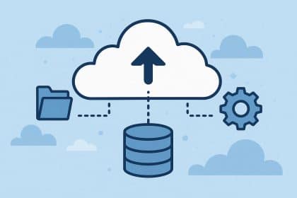 Cloud computing solutions illustrating data storage, application hosting, and online collaboration