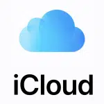 iCloud logo with blue cloud icon and text.