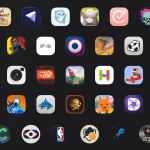 Apple Design Awards finalist app and game icons displayed in a grid.