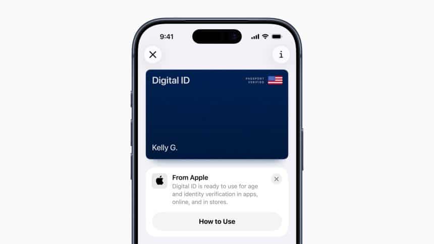 iPhone screen displaying a Digital ID card in the Apple Wallet app.