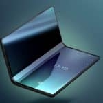 Concept image of a foldable smartphone with dual screens.