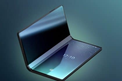 Concept image of a foldable smartphone with dual screens.