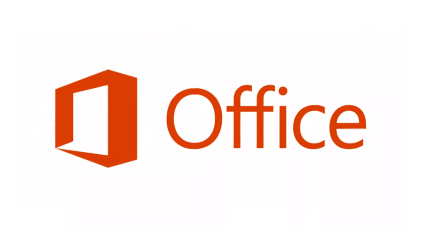 Microsoft Office logo with orange icon and text.
