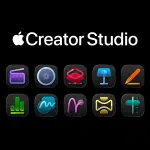Apple Creator Studio graphic with creative app icons on a black background.