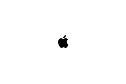 Black Apple logo centered on a plain light background.