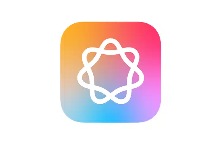 Apple Intelligence app icon with gradient background.