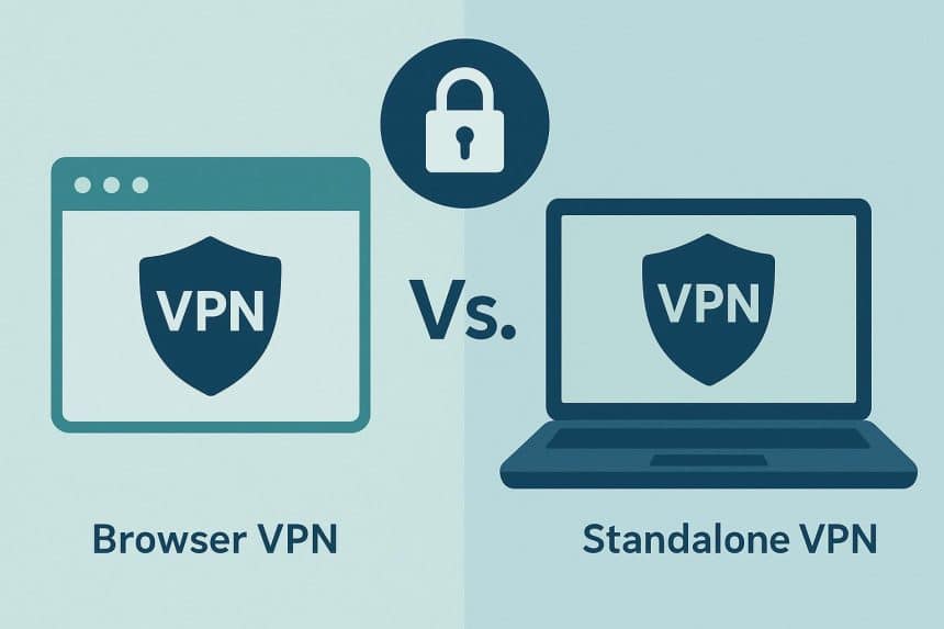 Comparison of browser VPN and standalone VPN services for business cybersecurity protection