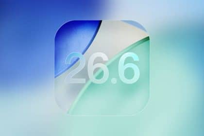 iOS 26.6 update icon on a blue gradient background.