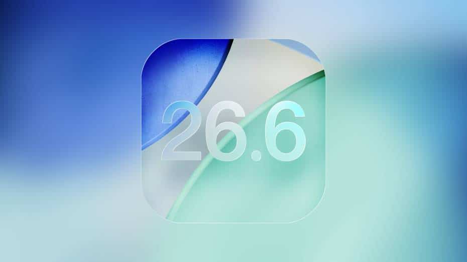 iOS 26.6 update icon on a blue gradient background.