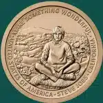 Steve Jobs featured on a commemorative US dollar coin.
