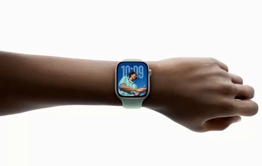 Apple Watch displayed on a person&rsquo;s wrist.