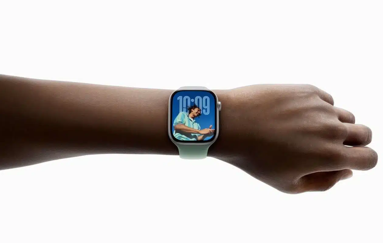 Apple Watch displayed on a person&rsquo;s wrist.