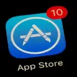 App Store icon with a notification badge showing 10 updates.