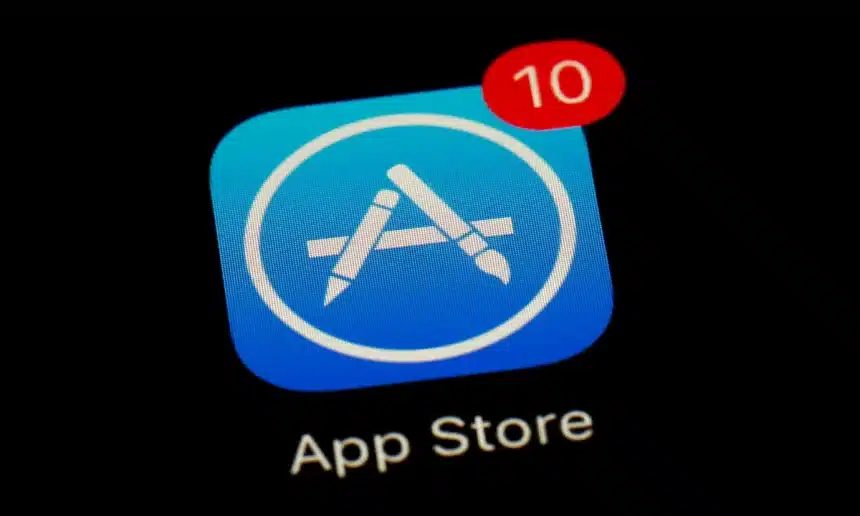 App Store icon with a notification badge showing 10 updates.