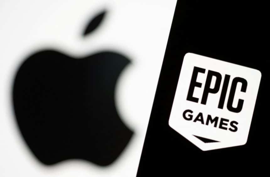 Apple and Epic Games logos displayed side by side, representing their ongoing legal dispute.