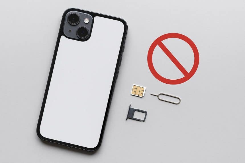 Close-up of an iPhone highlighting the SIM card slot area, illustrating eSIM technology transition