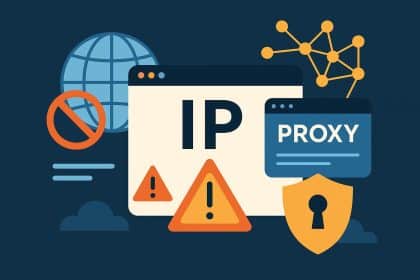 Digital proxy network concept illustrating IP address security and online privacy protection tools