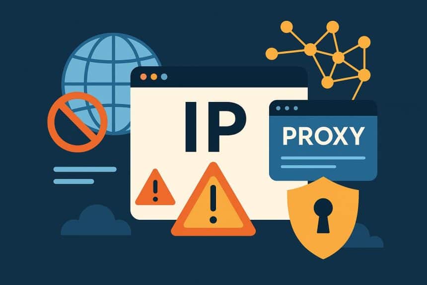 Digital proxy network concept illustrating IP address security and online privacy protection tools