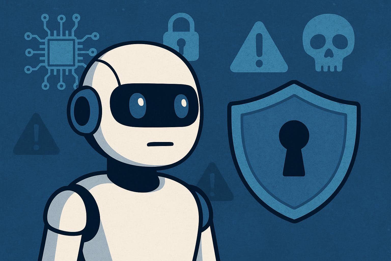 Artificial intelligence agent concept with digital security symbols and network connections