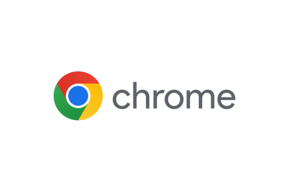 Google Chrome logo displayed beside the Chrome wordmark on a light background.