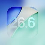 iOS 26.6 logo on a blue and green gradient background.