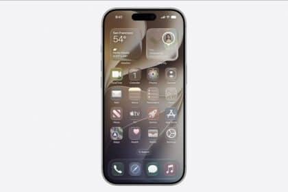 iPhone displaying the iOS 27 home screen with redesigned app icons and widgets.